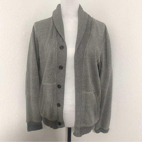 American Eagle Athletic Fit Cardigan Sweater XS Y2K Elbow Patches, Thick EUC - Picture 1 of 13